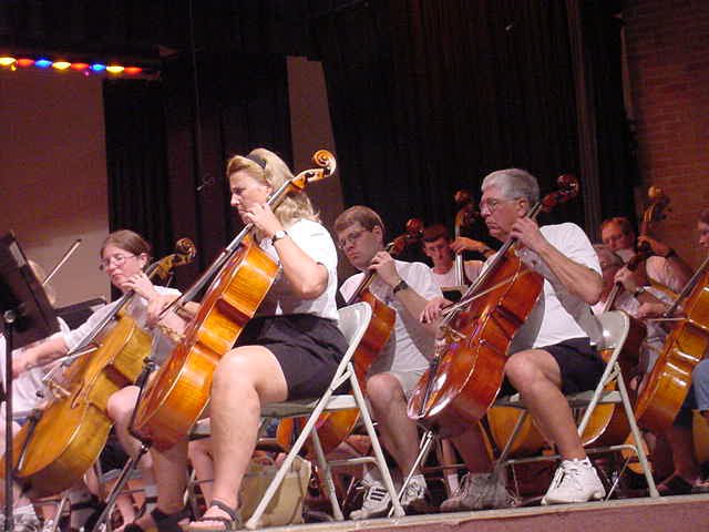 Aaron and Bruce of Dave's RAGBRAI Team enhance the Cello Section
